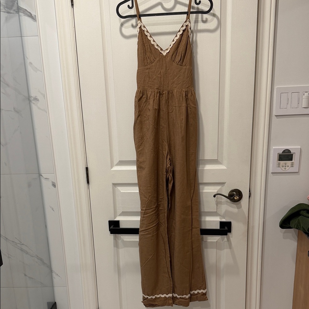 Japna Tan Jumpsuit with Cream Accents